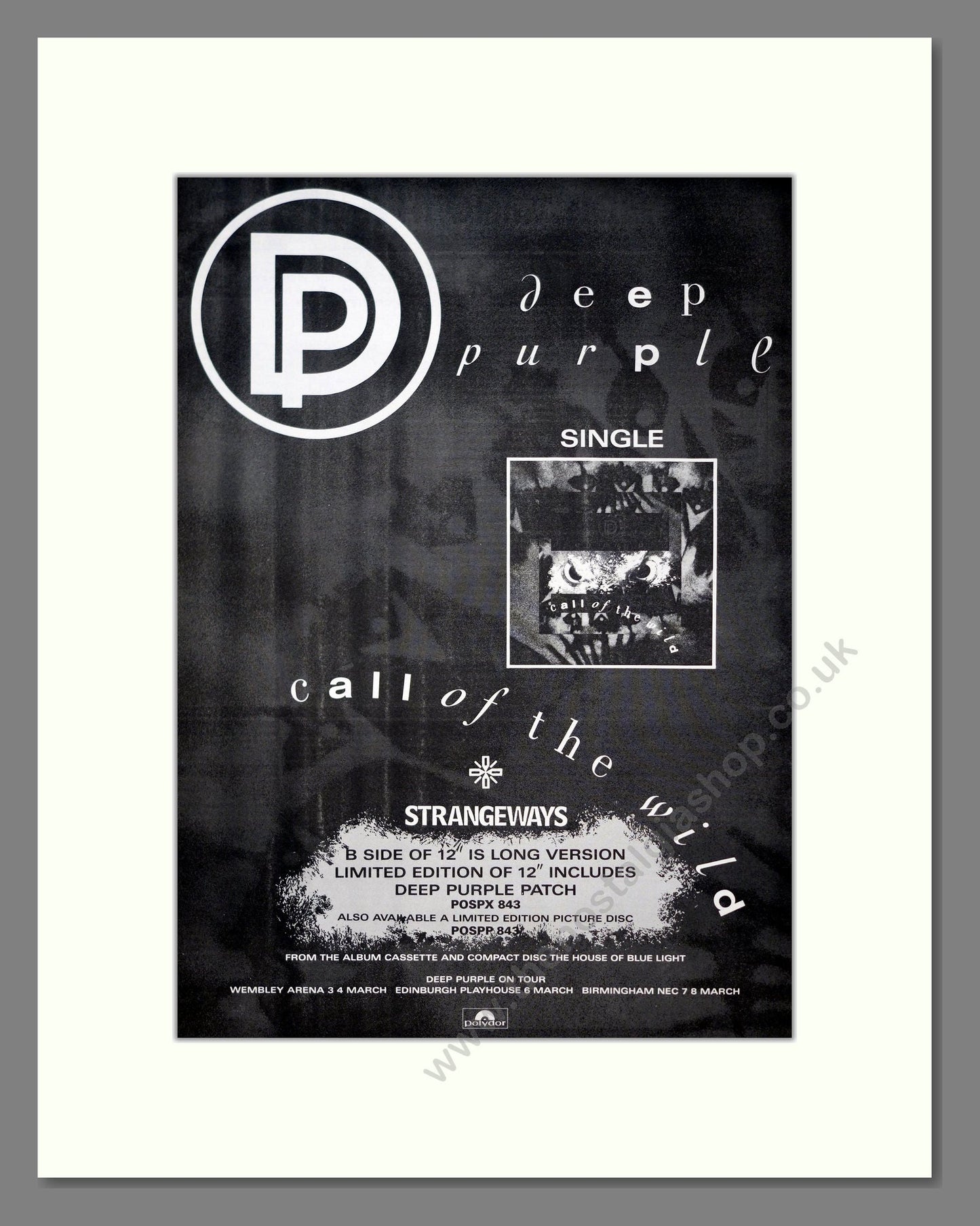 Deep Purple - Call Of The Wild. Vintage Advert 1987 (ref AD21002)