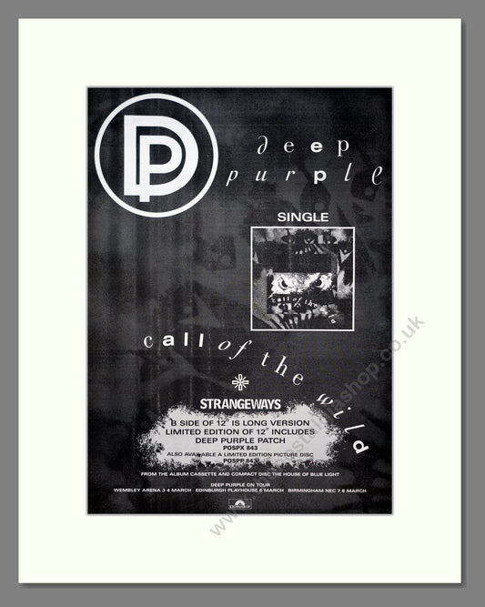 Deep Purple - Call Of The Wild. Vintage Advert 1987 (ref AD21002)