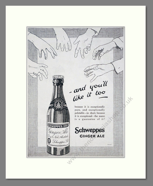 Schweppes - Ginger Ale. Vintage Advert 1927 (ref AD67032)