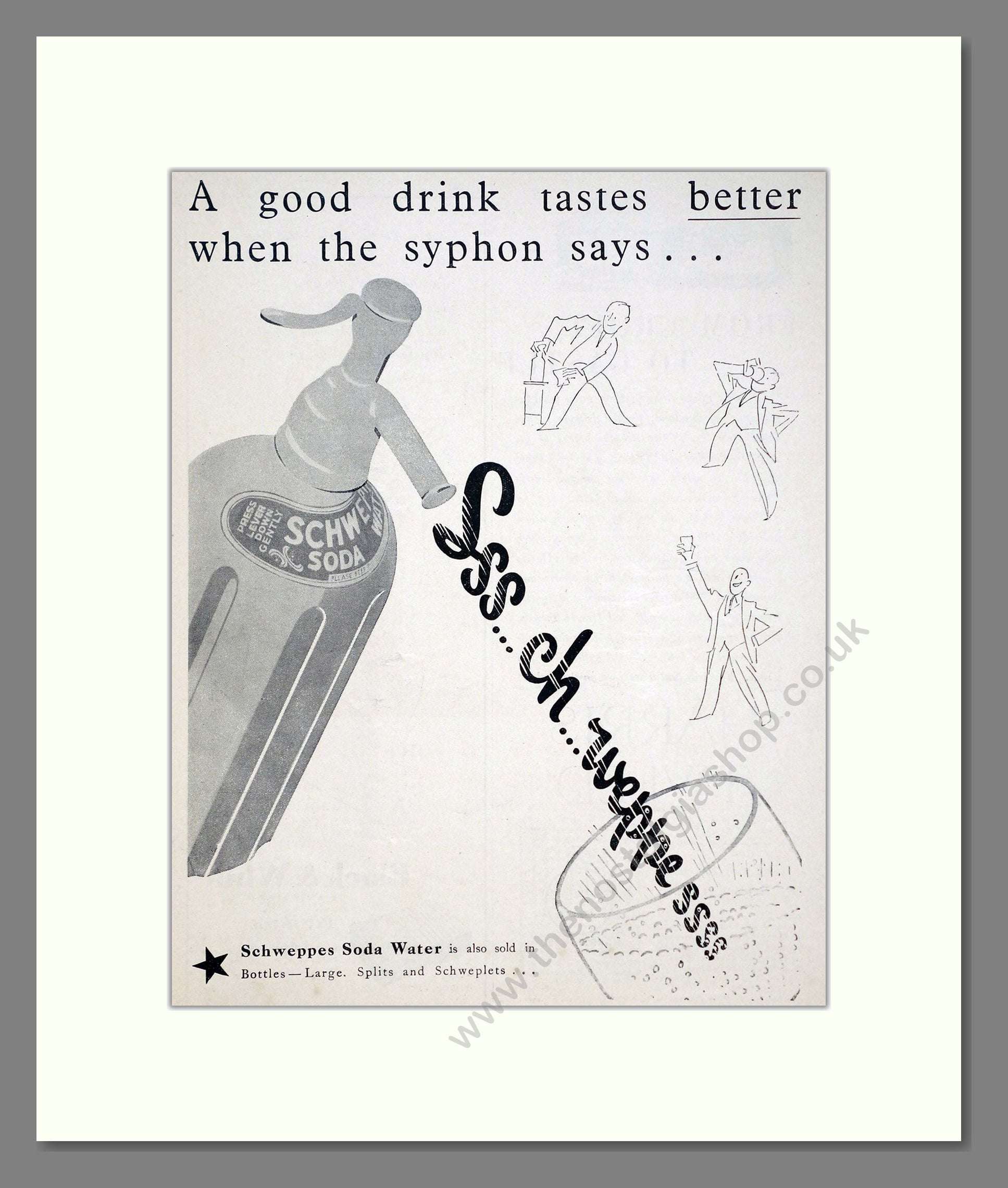 Schweppes - Soda Water. Vintage Advert 1937 (ref AD67034)