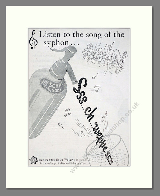 Schweppes - Soda Water. Vintage Advert 1936 (ref AD67036)