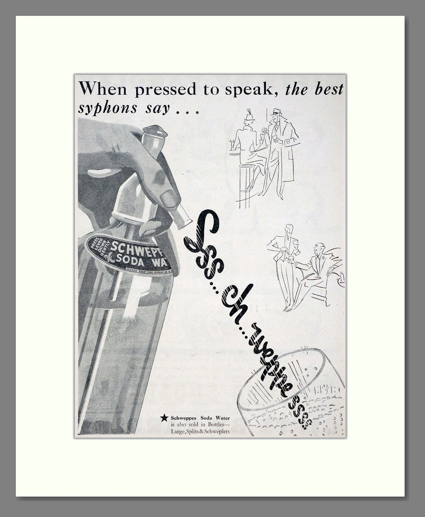 Schweppes - Soda Water. Vintage Advert 1936 (ref AD67037)