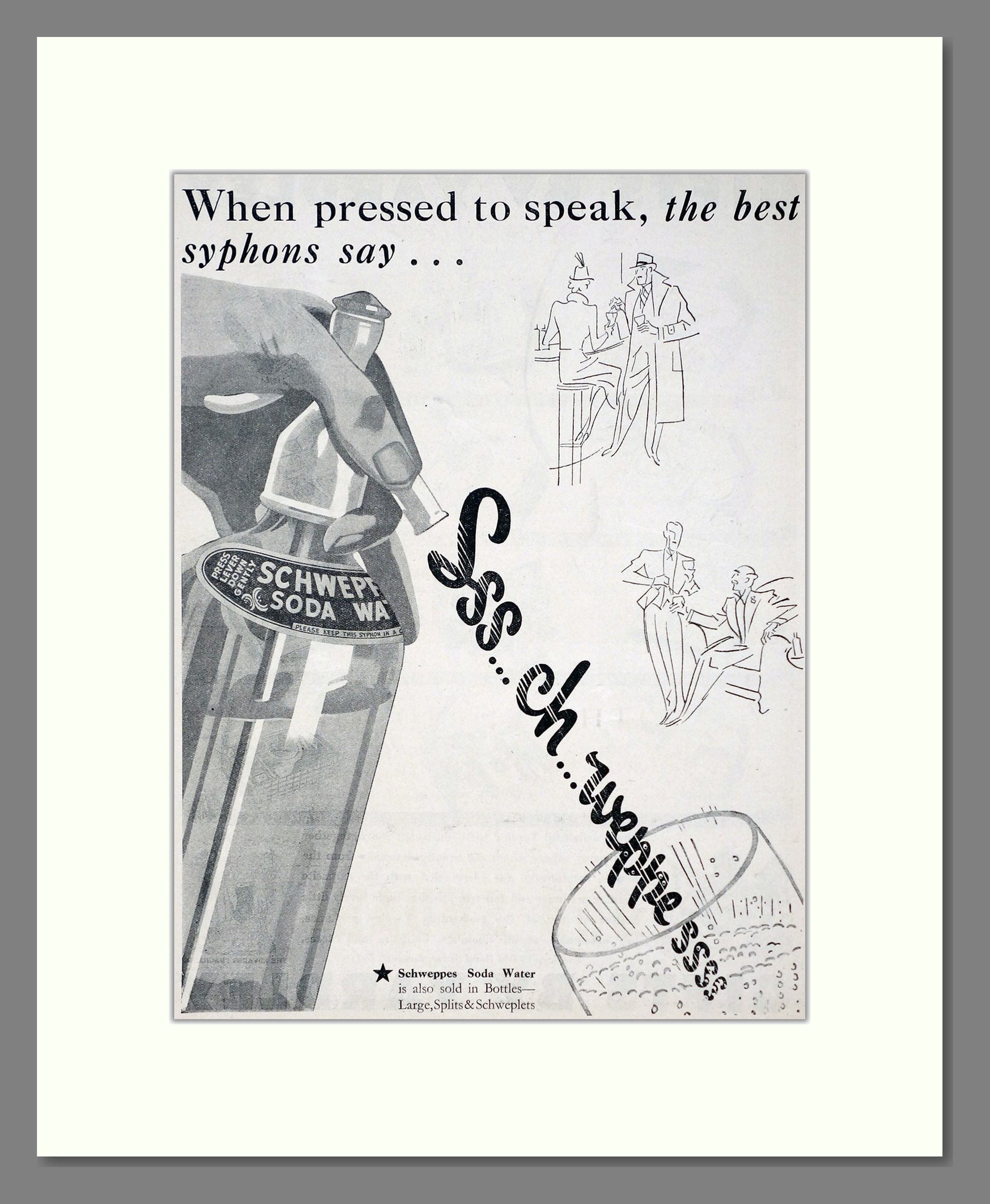 Schweppes - Soda Water. Vintage Advert 1936 (ref AD67037)