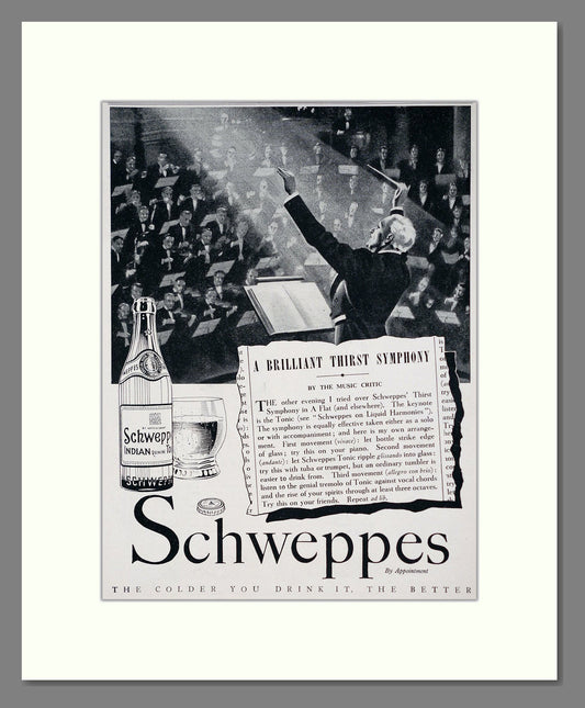 Schweppes - Indian Tonic Water. Vintage Advert 1936 (ref AD67040)
