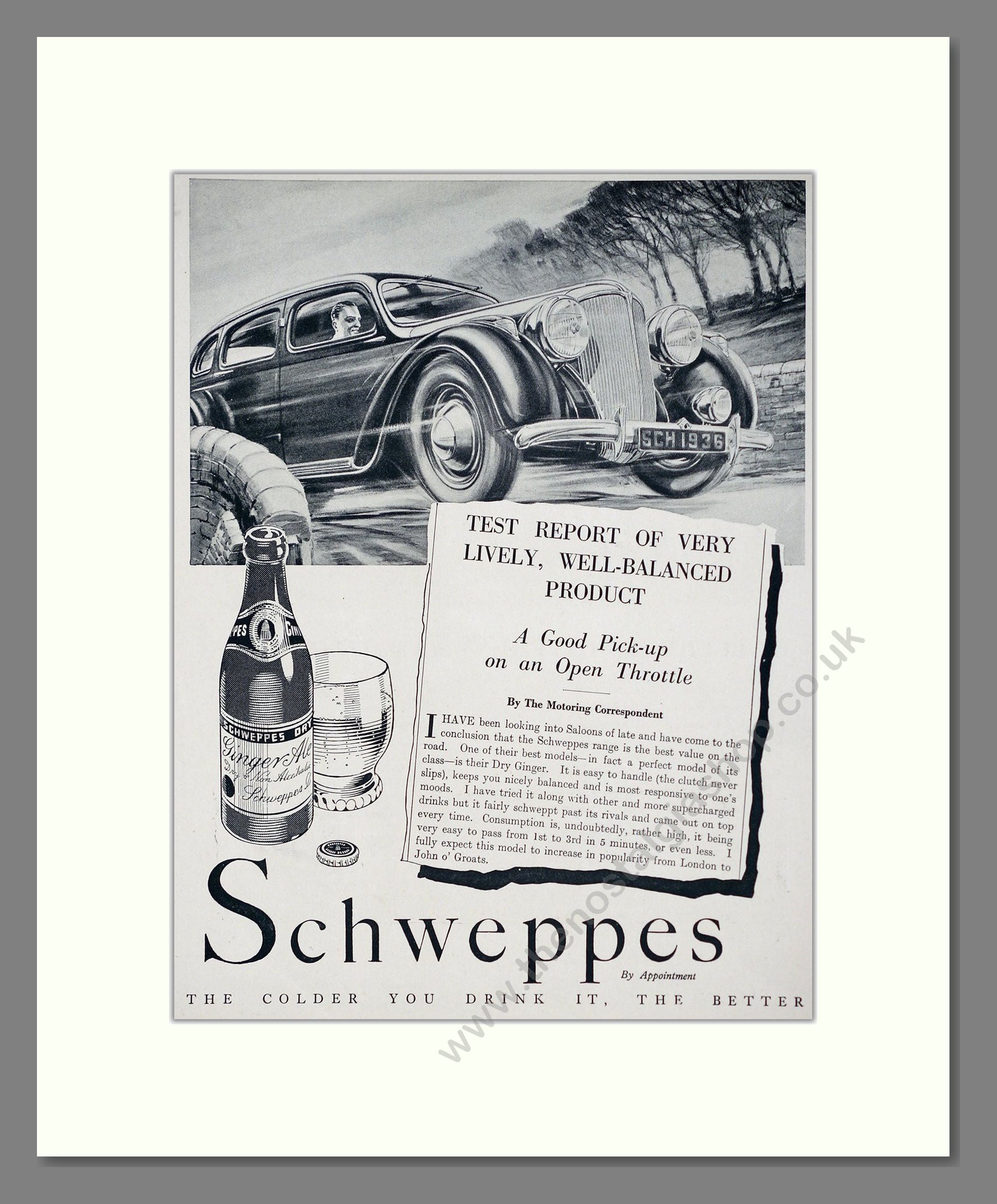 Schweppes - Ginger Ale. Vintage Advert 1936 (ref AD67045)