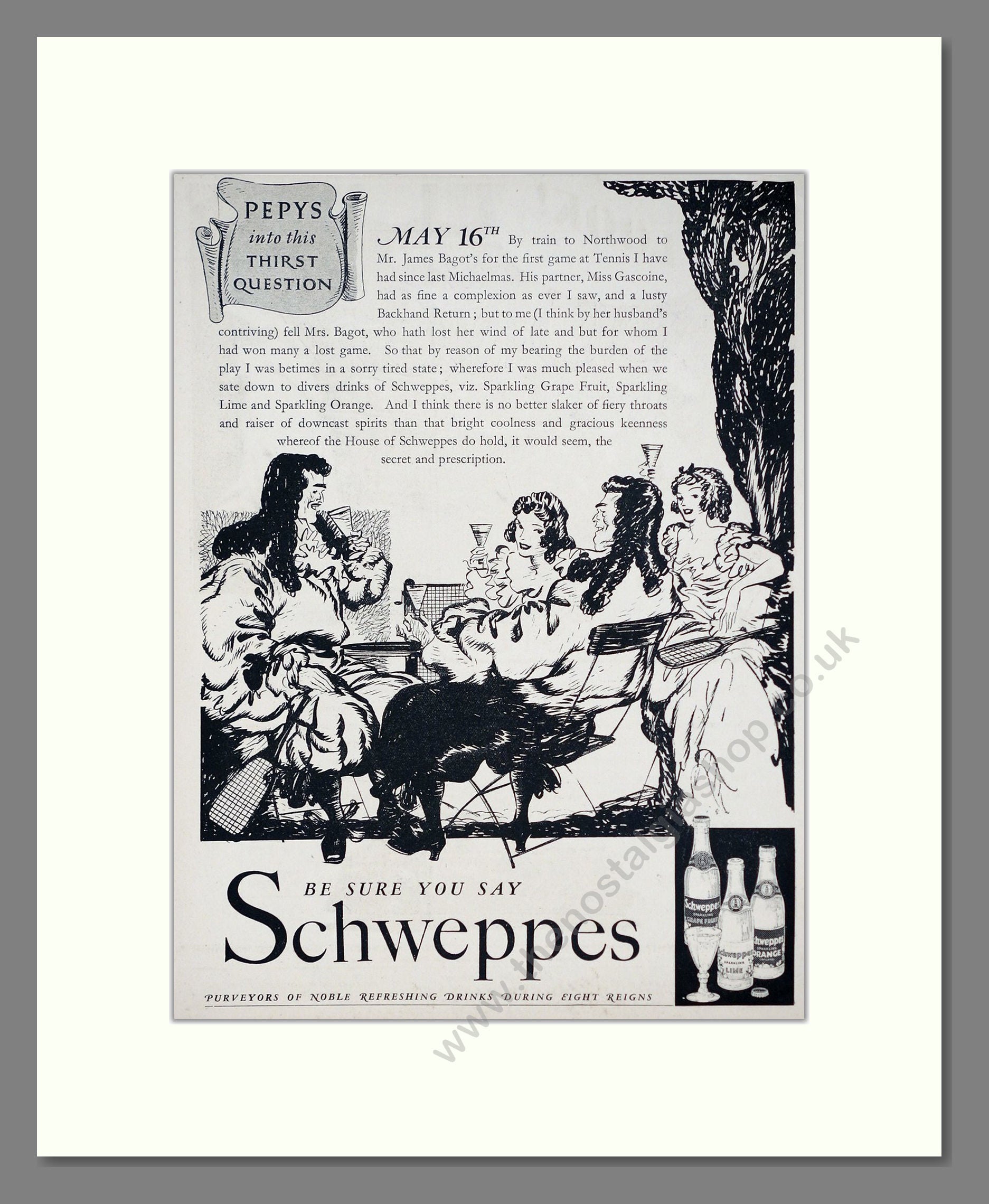 Schweppes - Sparkling Fruit Drinks. Vintage Advert 1937 (ref AD67049)