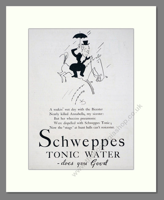 Schweppes - Tonic Water. Vintage Advert 1936 (ref AD67059)