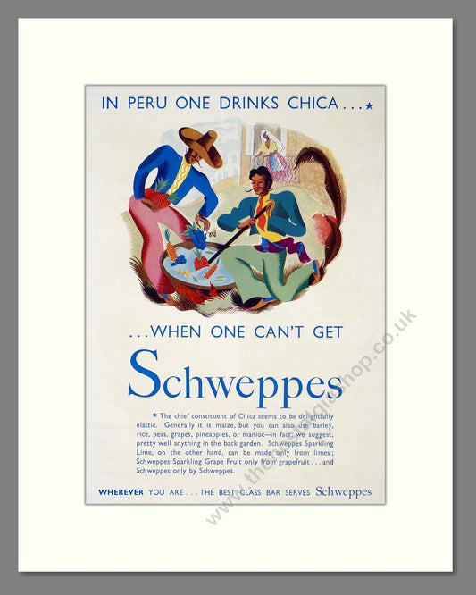 Schweppes - Sparkling Fruit Drinks. Vintage Advert 1938 (ref AD67067)