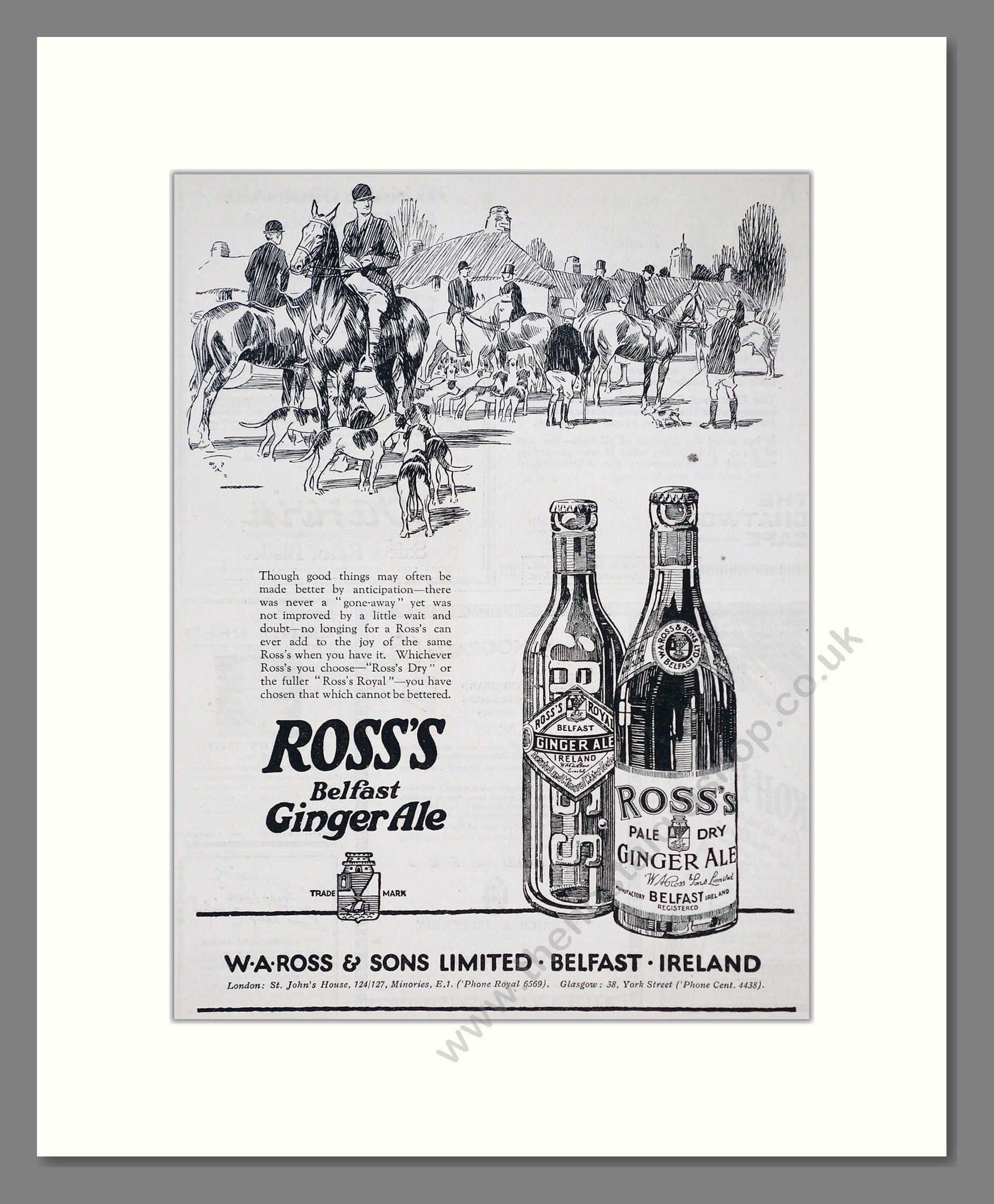 Ross's - Belfast Ginger Ale. Vintage Advert 1926 (ref AD67071)