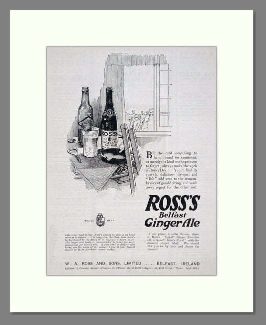 Ross's - Belfast Ginger Ale. Vintage Advert 1926 (ref AD67072)