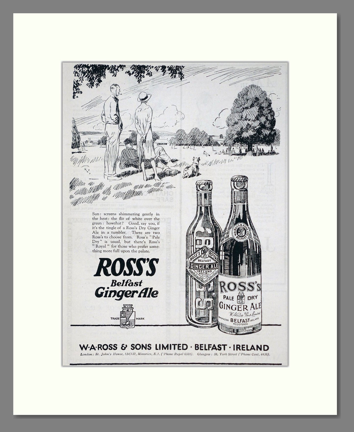 Ross's - Belfast Ginger Ale. Vintage Advert 1926 (ref AD67074)