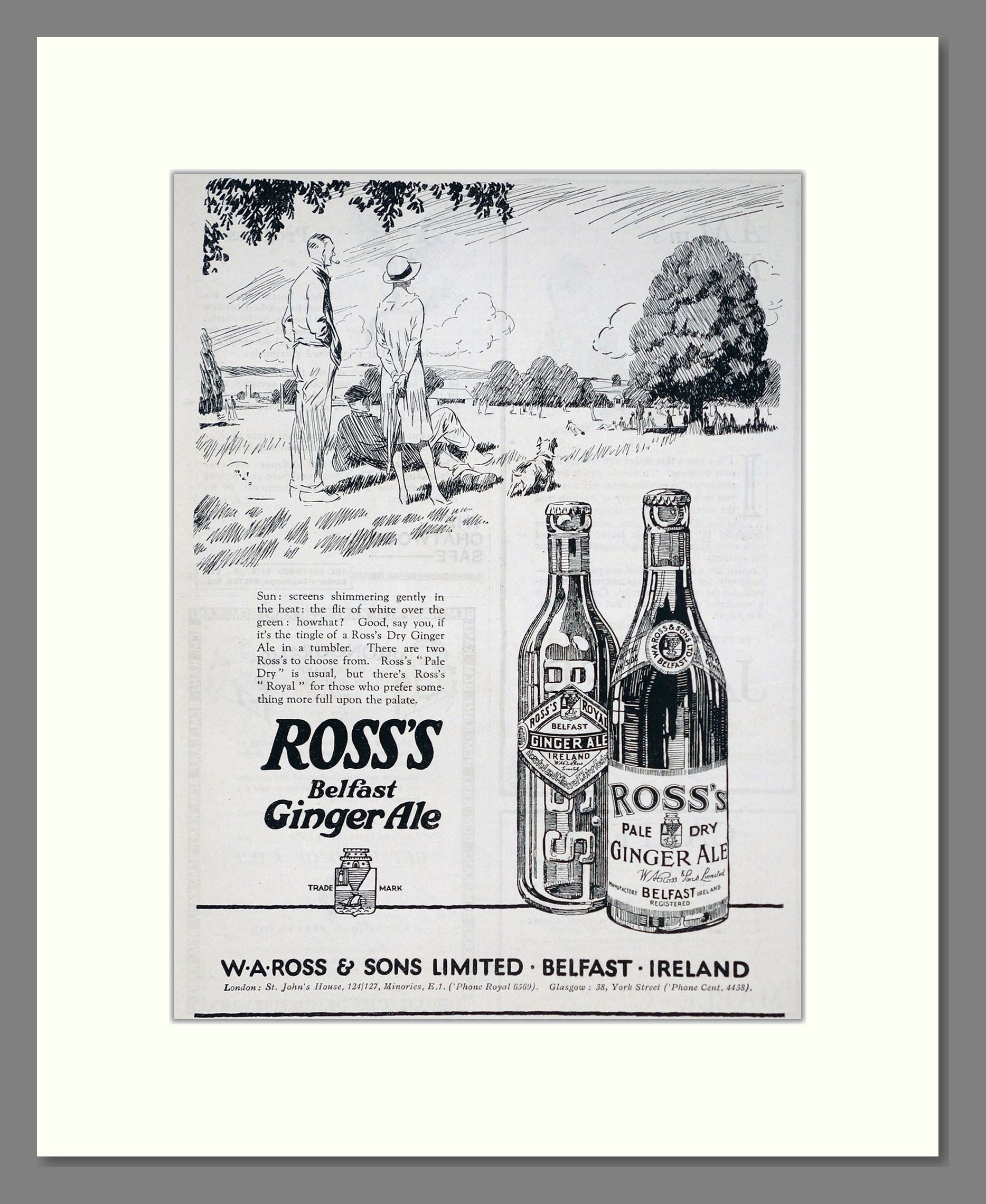 Ross's - Belfast Ginger Ale. Vintage Advert 1926 (ref AD67074)