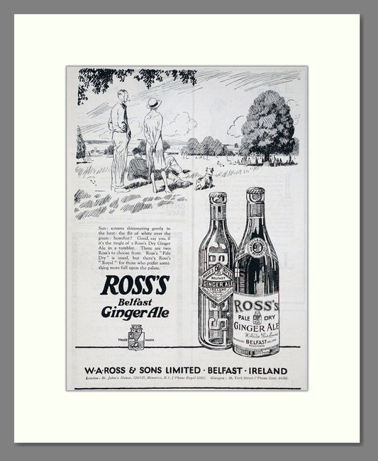 Ross's - Belfast Ginger Ale. Vintage Advert 1926 (ref AD67074)