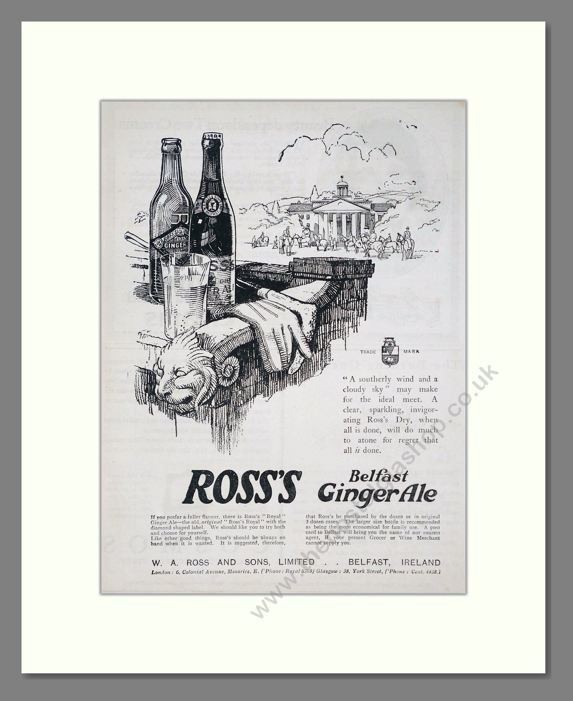 Ross's - Belfast Ginger Ale. Vintage Advert 1926 (ref AD67076)
