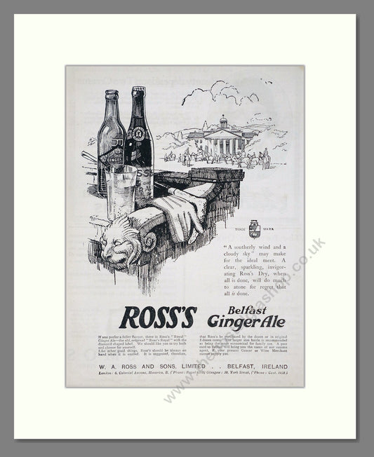Ross's - Belfast Ginger Ale. Vintage Advert 1926 (ref AD67076)