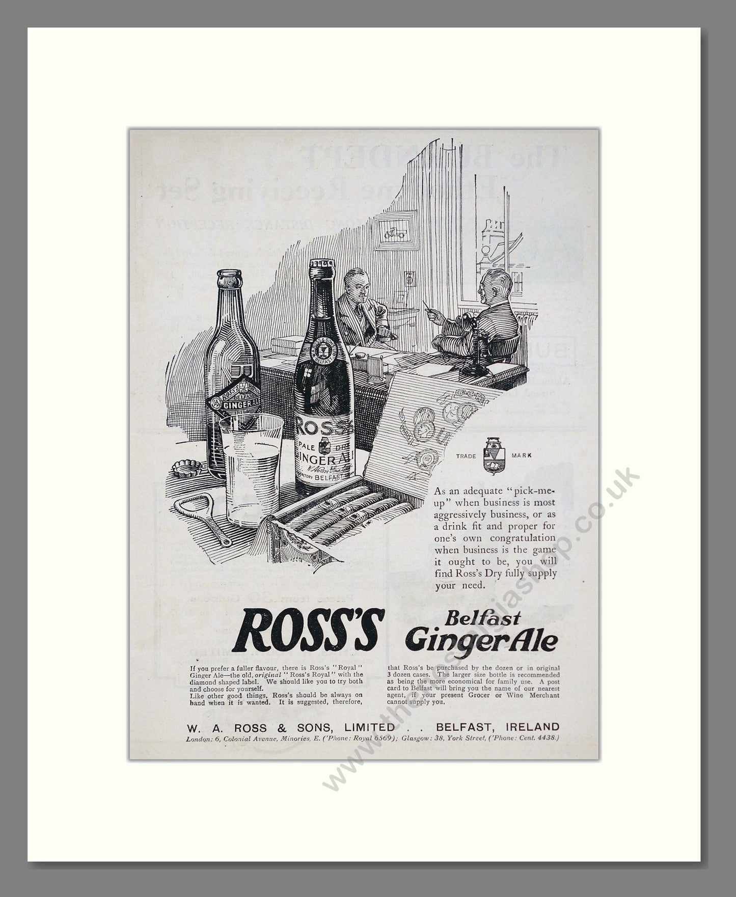 Ross's - Belfast Ginger Ale. Vintage Advert 1926 (ref AD67077)