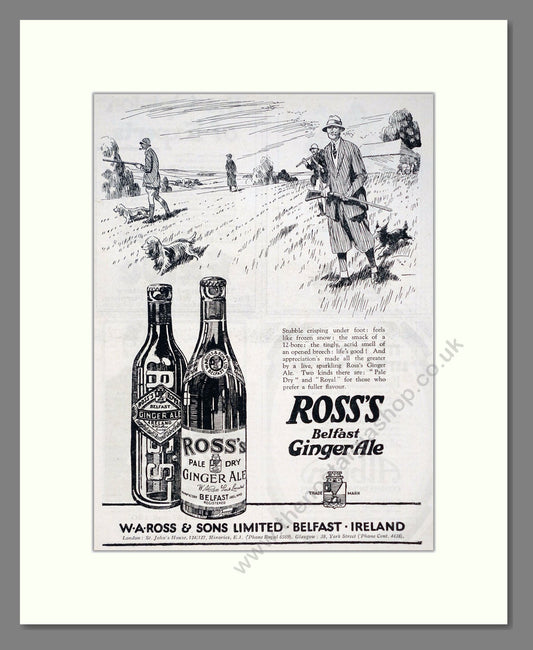 Ross's - Belfast Ginger Ale. Vintage Advert 1926 (ref AD67083)
