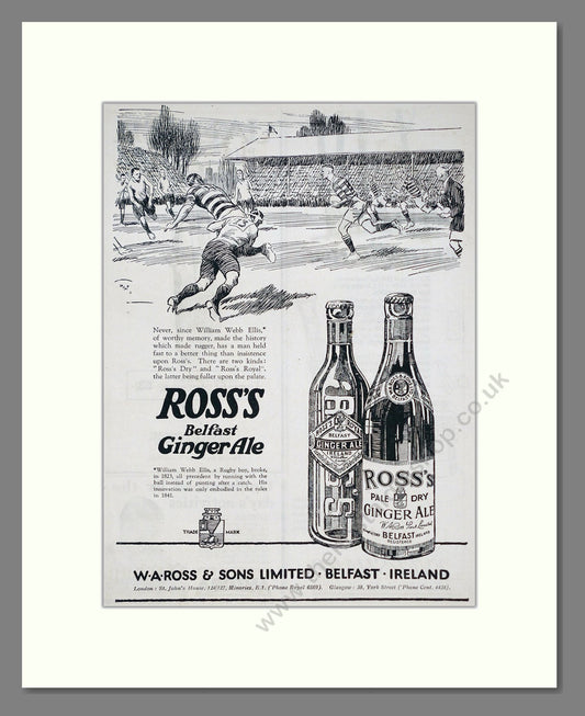 Ross's - Belfast Ginger Ale. Vintage Advert 1926 (ref AD67085)