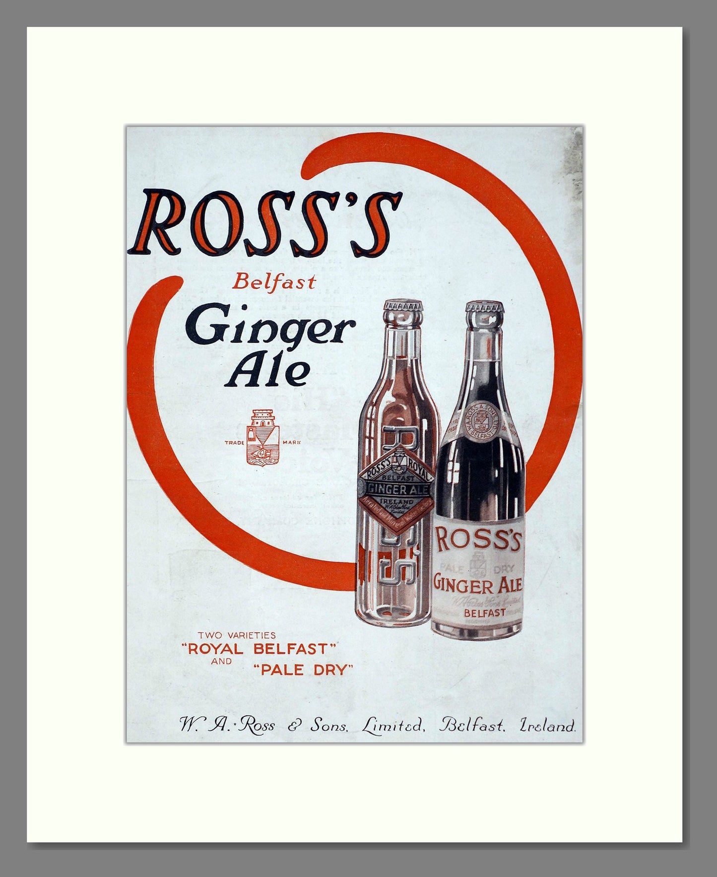 Ross's - Belfast Ginger Ale. Vintage Advert 1920 (ref AD67090)