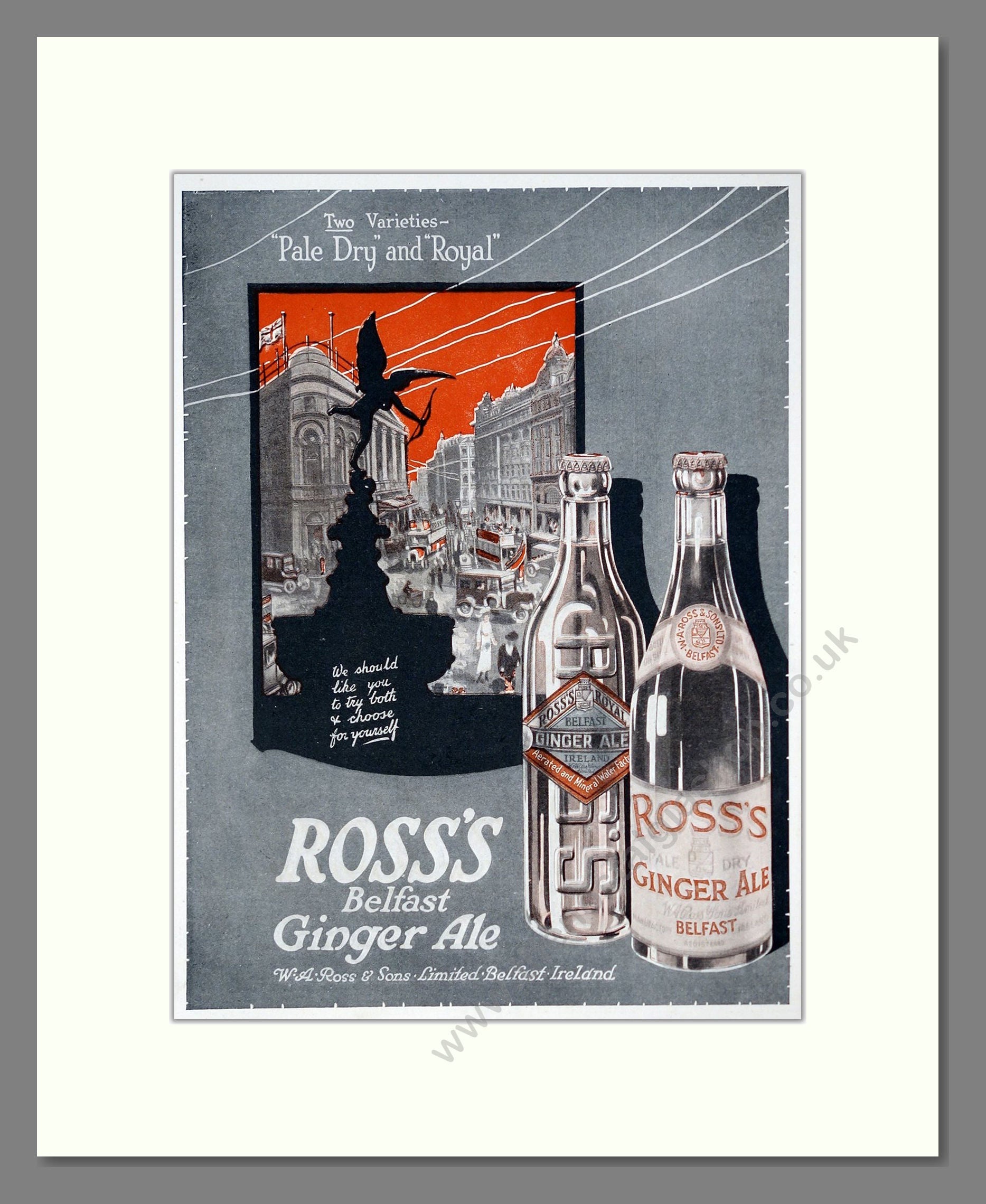 Ross's - Belfast Ginger Ale. Vintage Advert 1919 (ref AD67095)