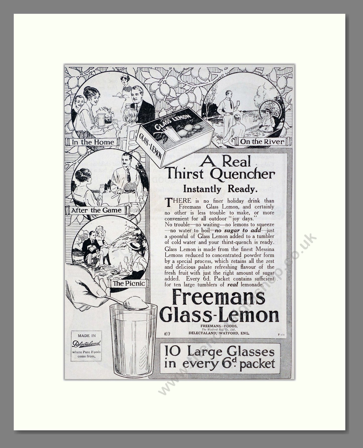 Freeman's - Glass Lemon Lemonade. Vintage Advert 1919 (ref AD67107)