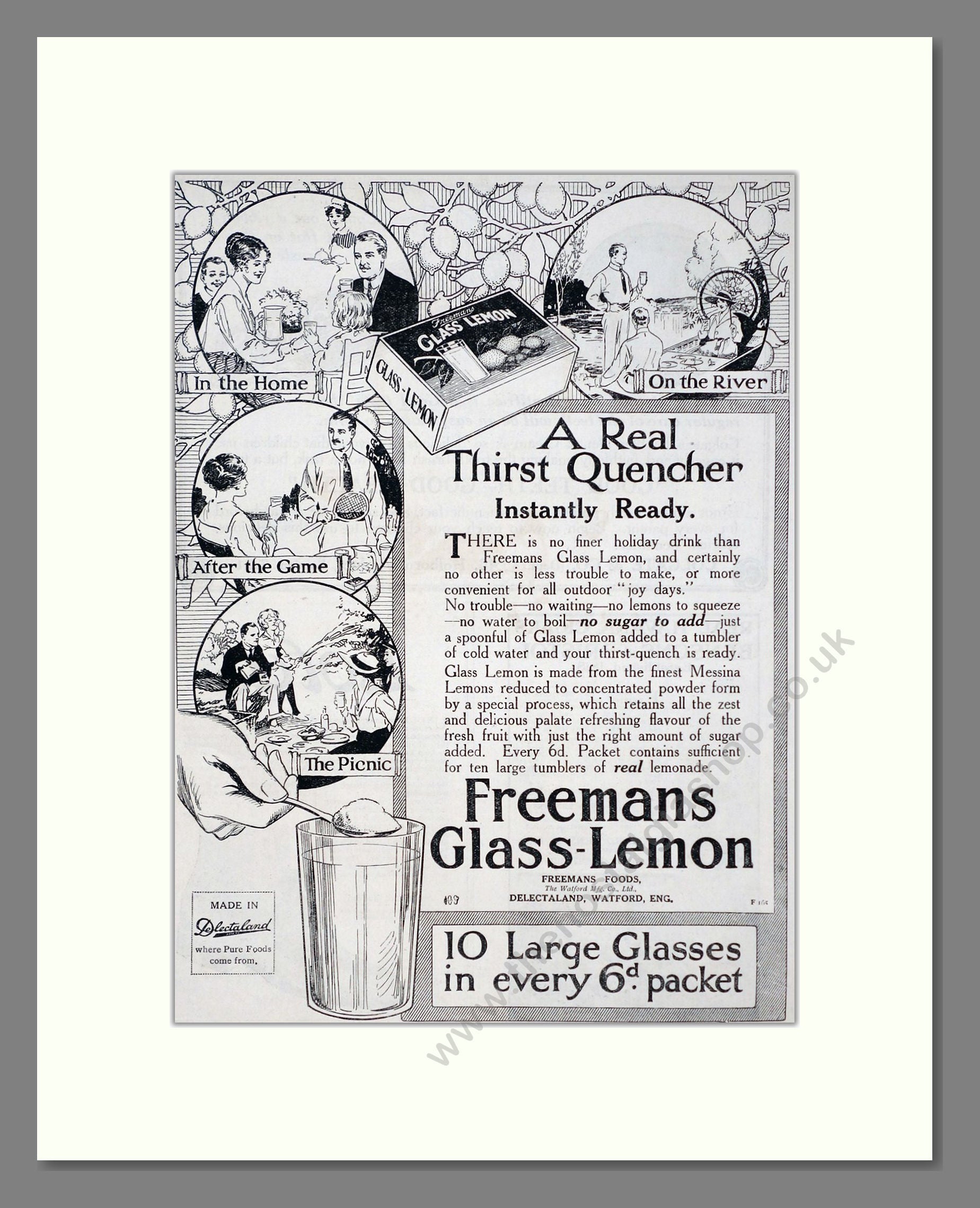 Freeman's - Glass Lemon Lemonade. Vintage Advert 1919 (ref AD67107)