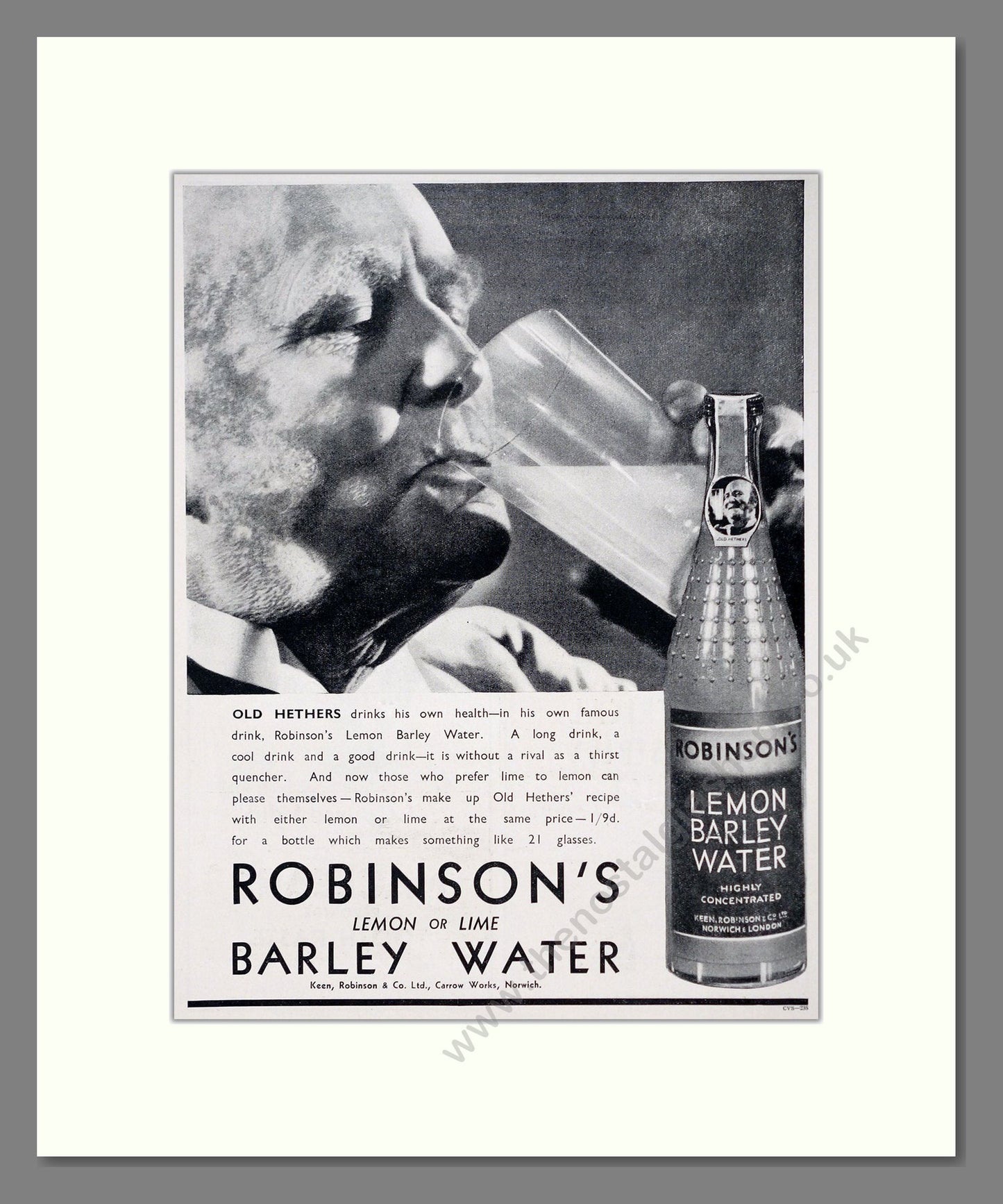 Robinson's - Barley Water. Vintage Advert 1937 (ref AD67118)