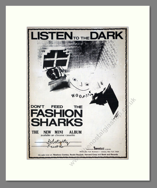 Listen To The Dark - Don't Feed The Fashion Sharks. Vintage Advert 1984 (ref AD21003)