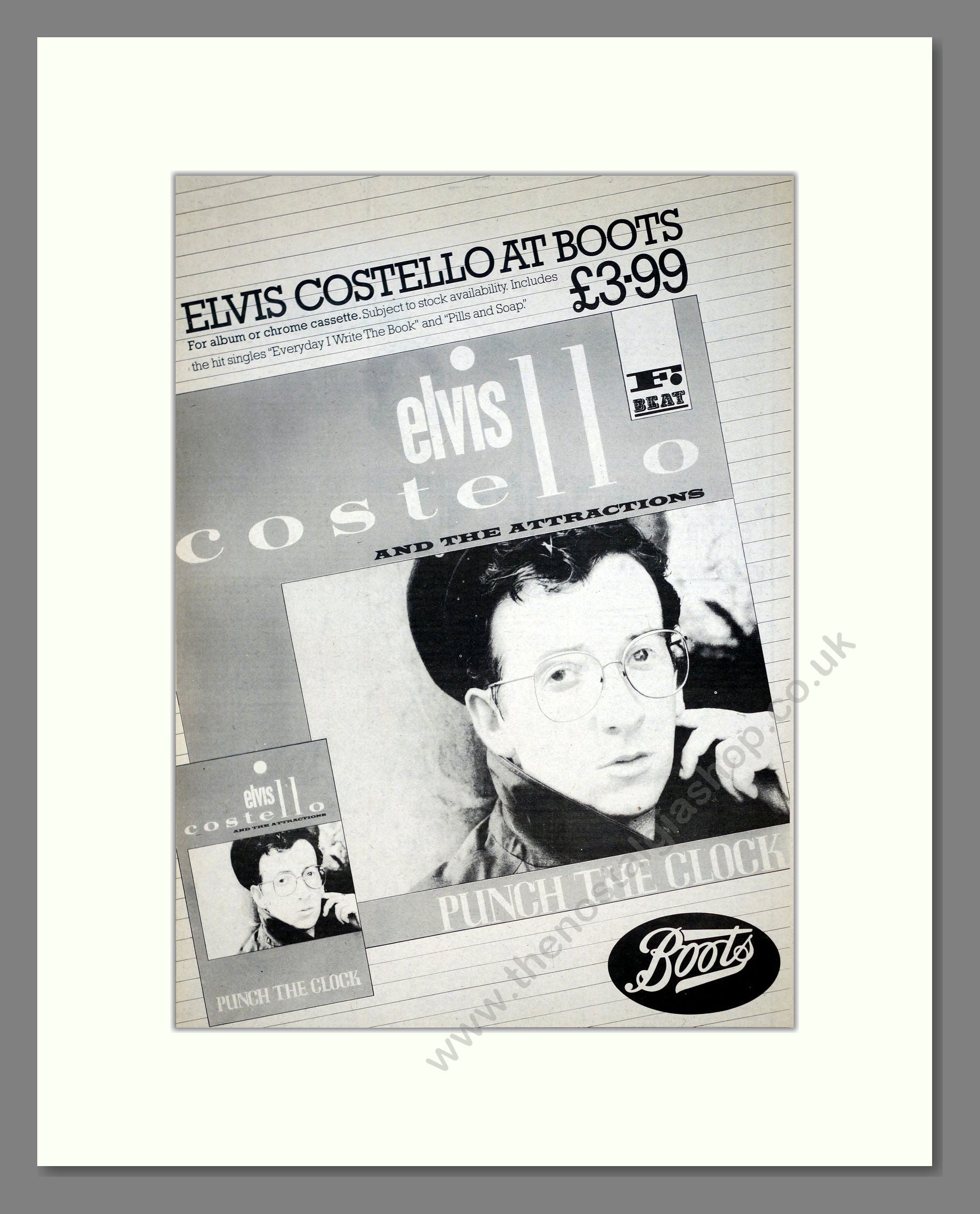 Elvis Costello - Punch The Clock. Vintage Advert 1983 (ref AD21014)