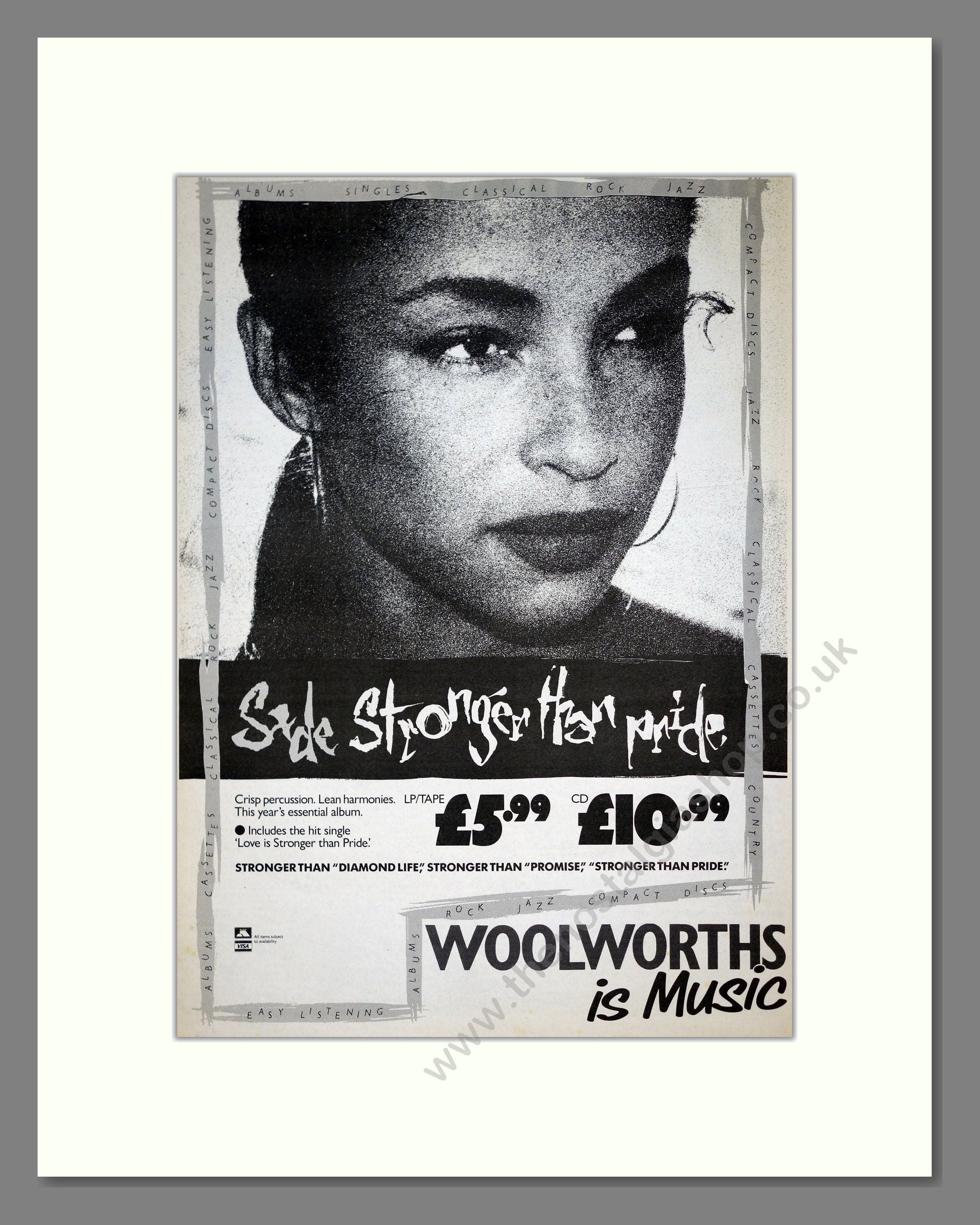 Sade - Stronger Than Pride. Vintage Advert 1988 (ref AD21017)