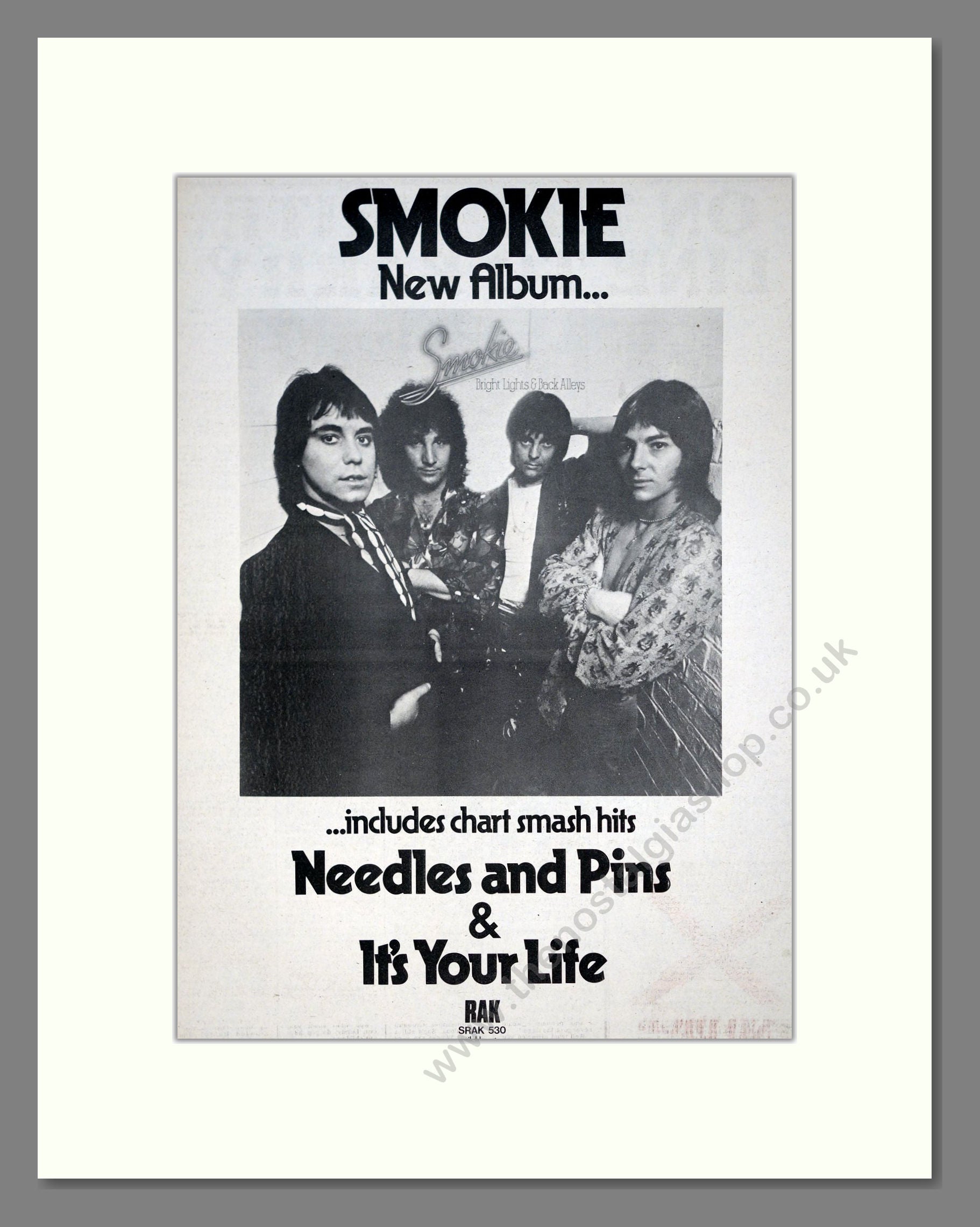 Smokie - Bright Lights And Back Alleys. Vintage Advert 1977 (ref AD21034)