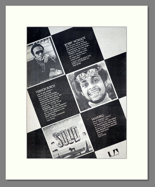 Bobby Womack / Vernon Burch / Mandrill - Various Albums. Vintage Advert 1975 (ref AD21040)