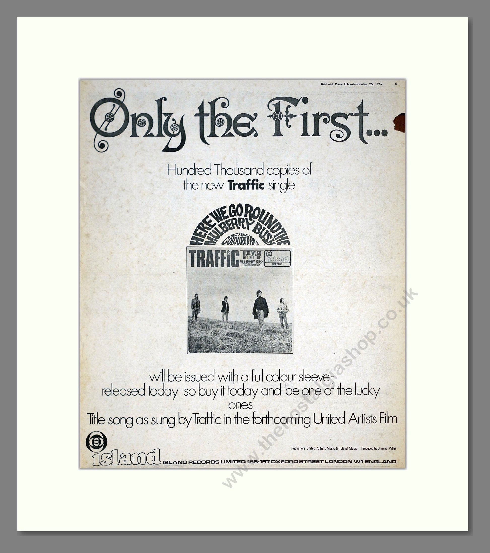 Traffic - Here We Go Round The Mulberry Bush. Vintage Advert 1967 (ref AD21045)