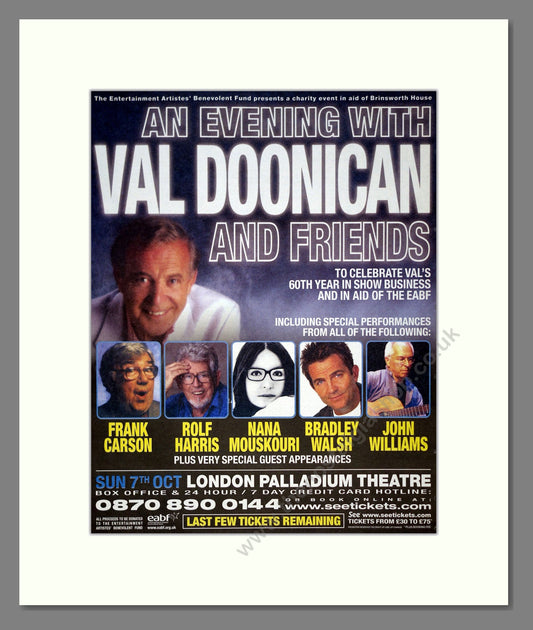 Val Doonican - An Evening With. Vintage Advert 2007 (ref AD21057)