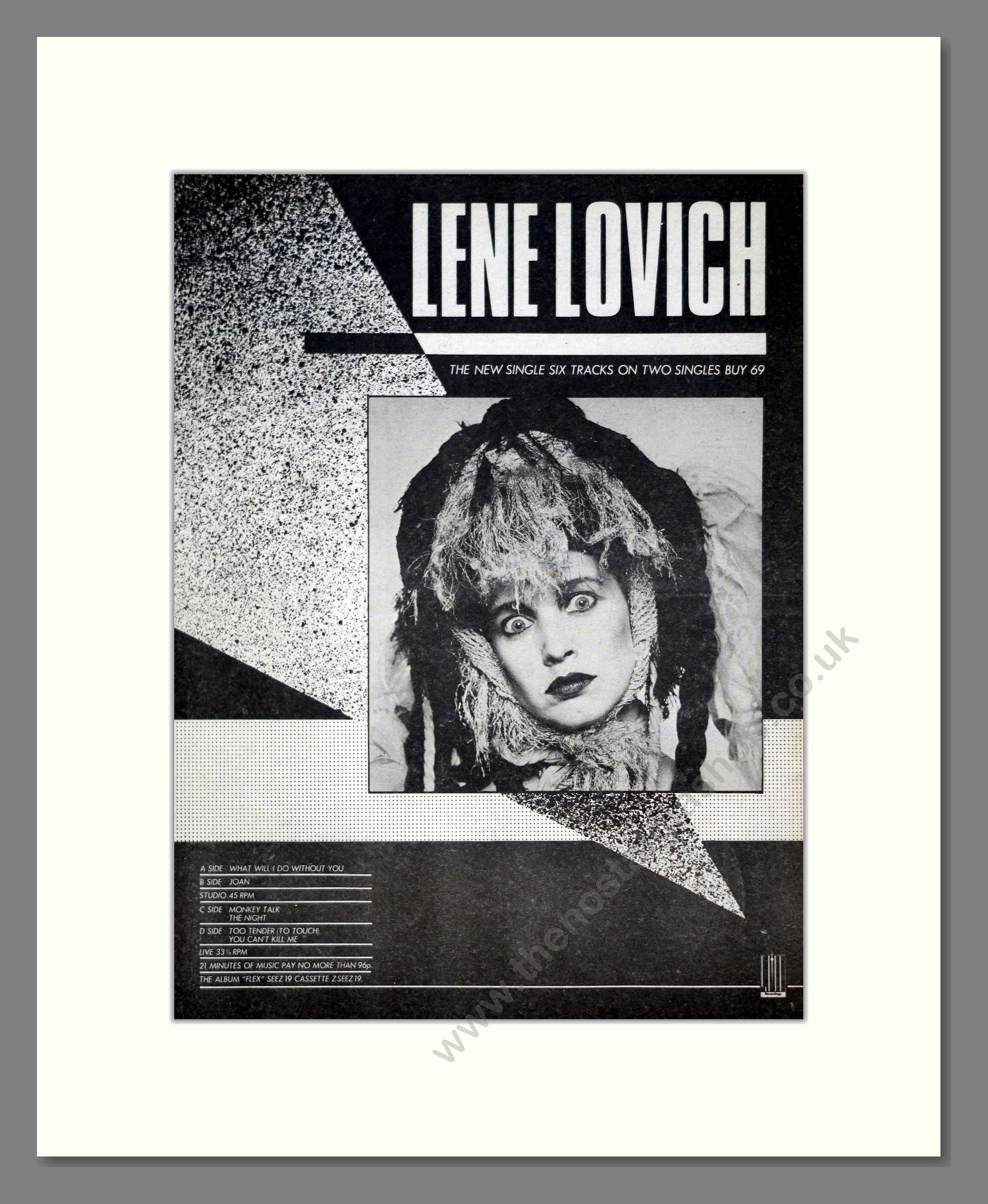Lene Lovich - What Will I Do Without You. Vintage Advert 1980 (ref AD21065)