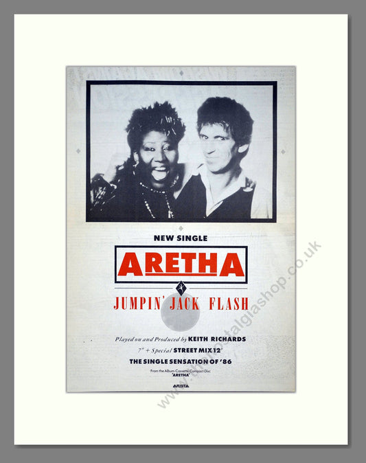 Aretha Franklin - Jumpin Jack Flash. Vintage Advert 1986 (ref AD21068)