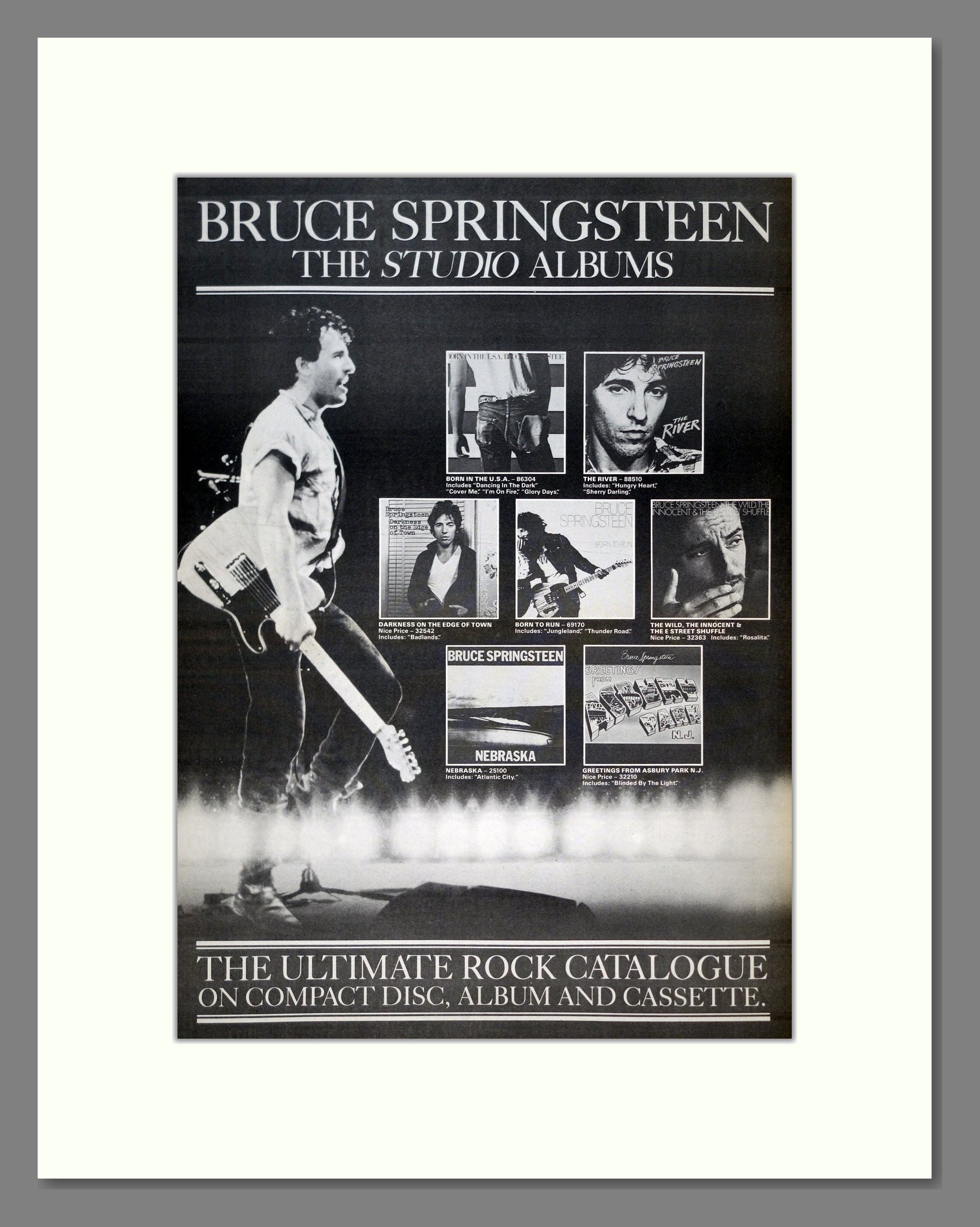 Bruce Springsteen - The Studio Albums. Vintage Advert 1986 (ref AD21071)