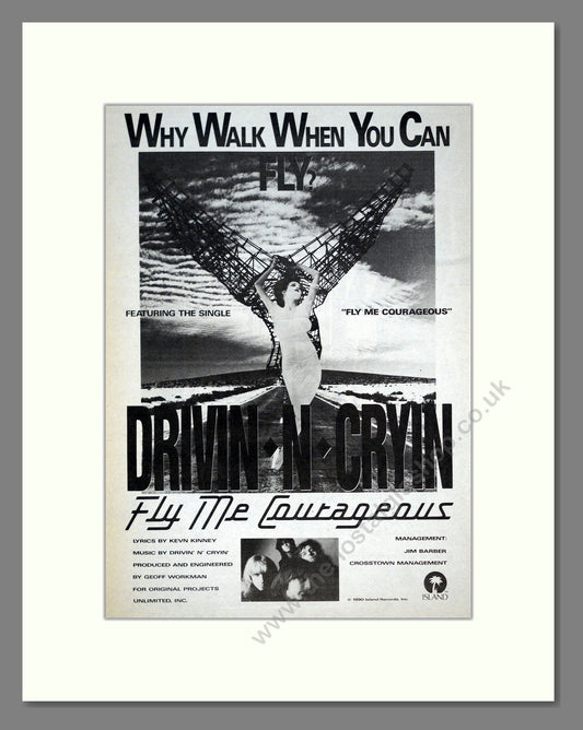 Drivin n Cryin - Fly Me Courageous. Vintage Advert 1990 (ref AD21078)