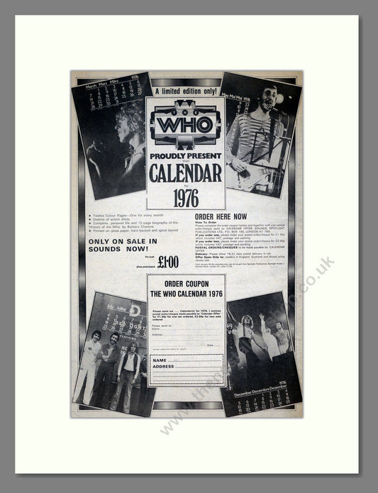 Who (The) - 1976 Calendar. Vintage Advert 1976 (ref AD21092)