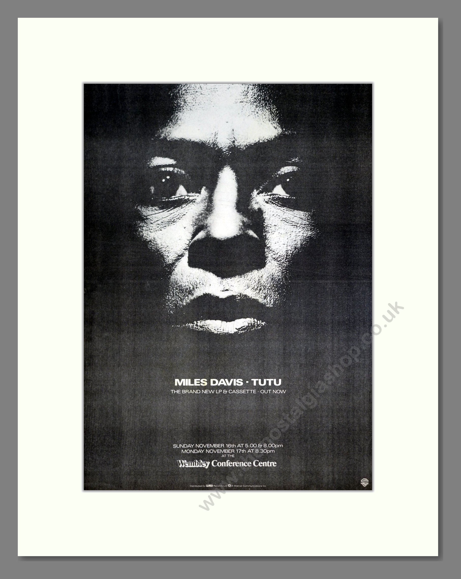 Miles Davis - Tutu. Vintage Advert 1986 (ref AD21100)