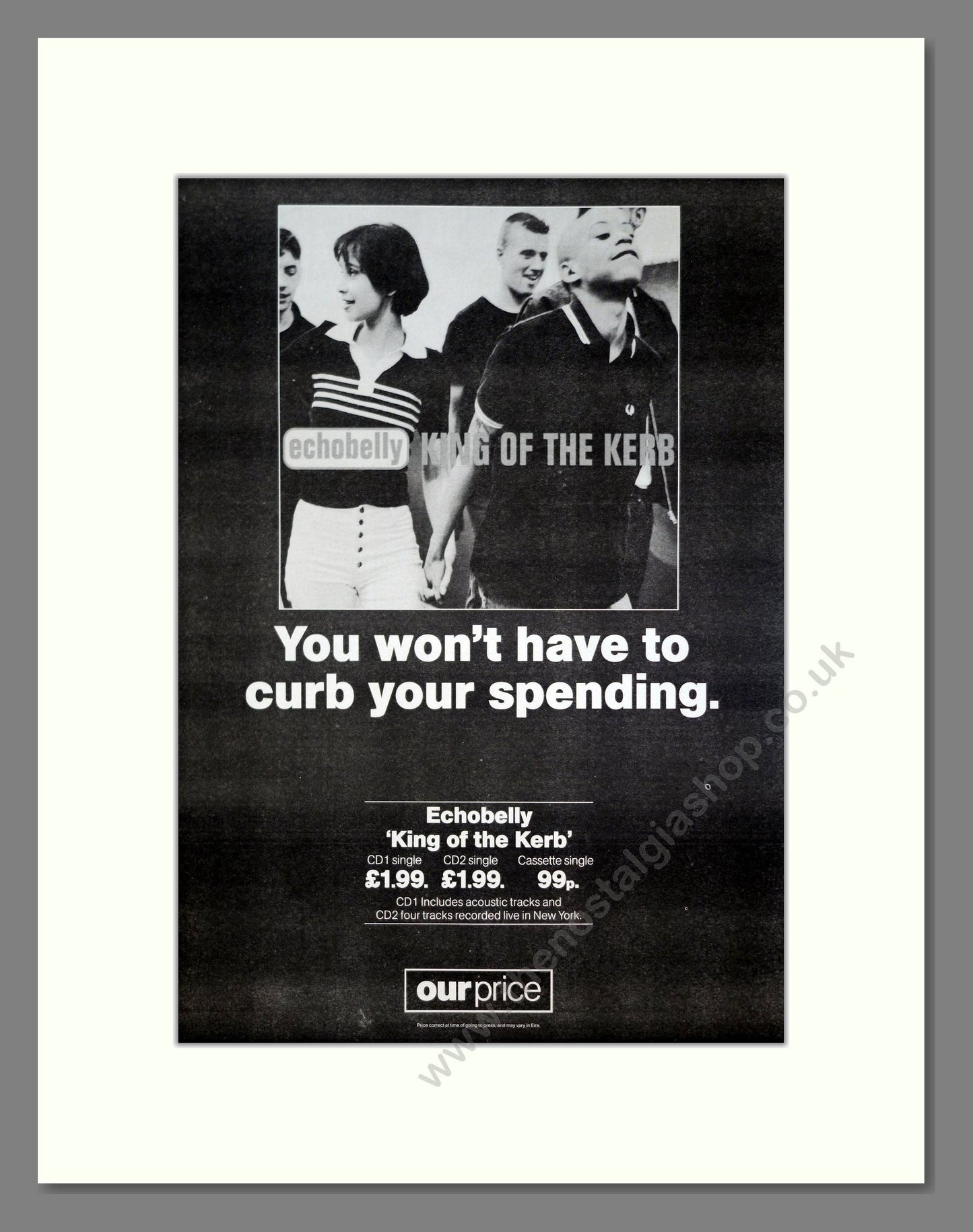 Echobelly - King Of The Kerb. Vintage Advert 1995 (ref AD21103)