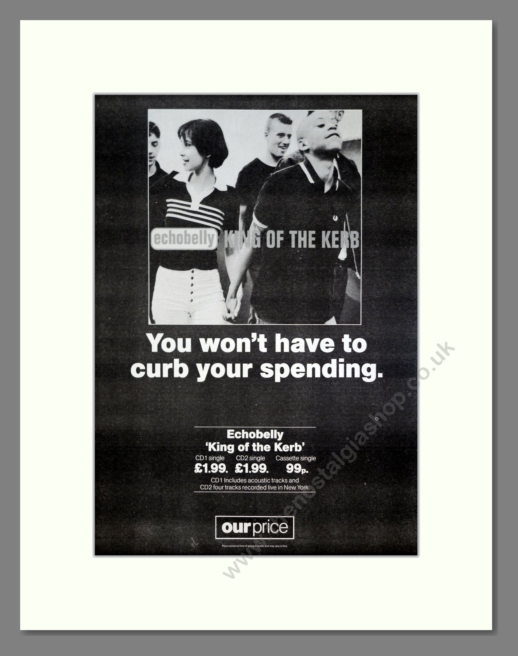 Echobelly - King Of The Kerb. Vintage Advert 1995 (ref AD21103)
