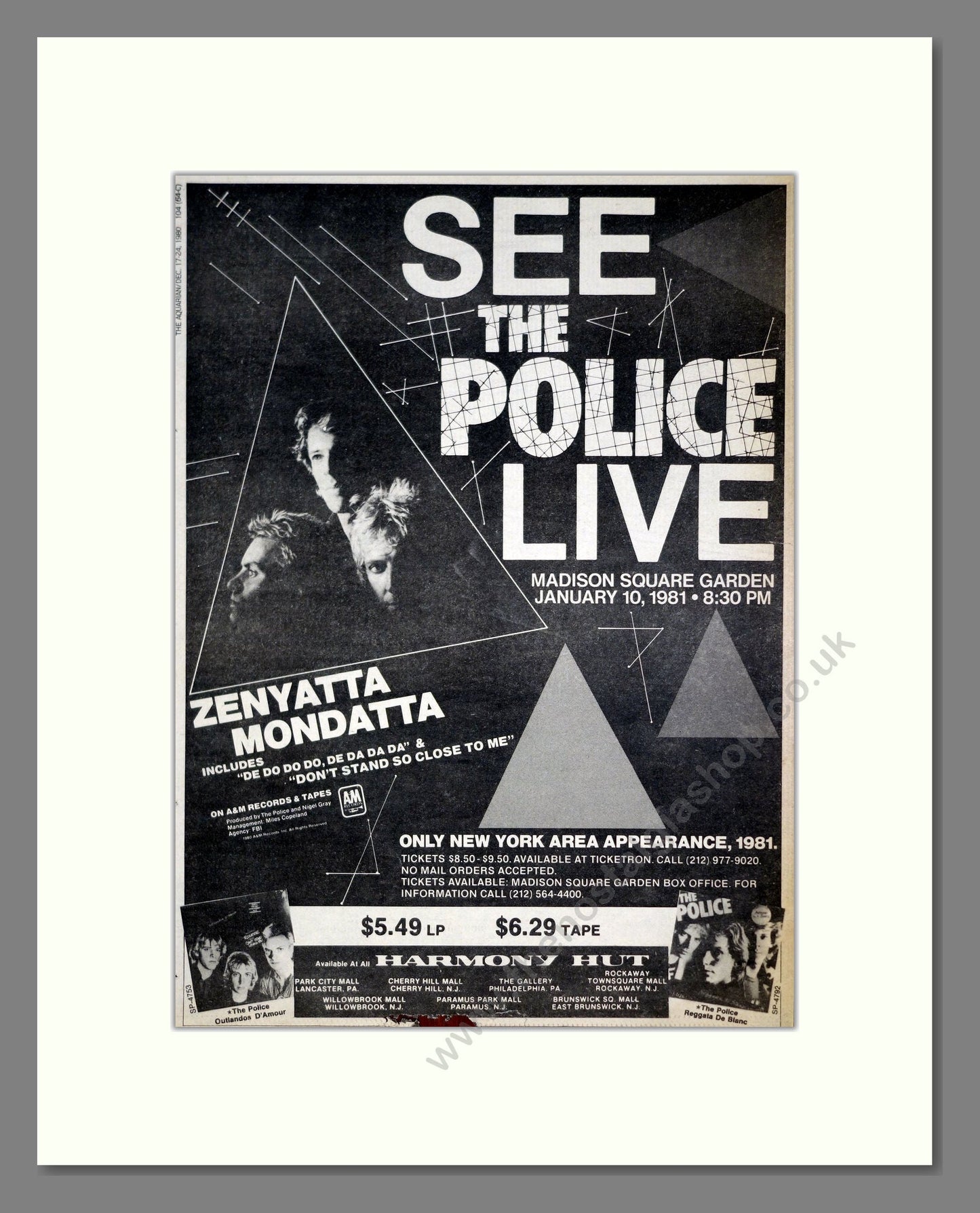 Police (The) - Live At Madison Square. Vintage Advert 1980 (ref AD21104)
