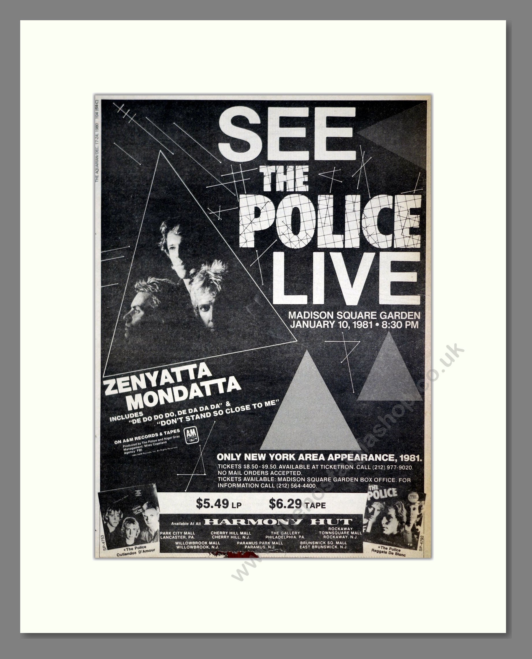 Police (The) - Live At Madison Square. Vintage Advert 1980 (ref AD21104)