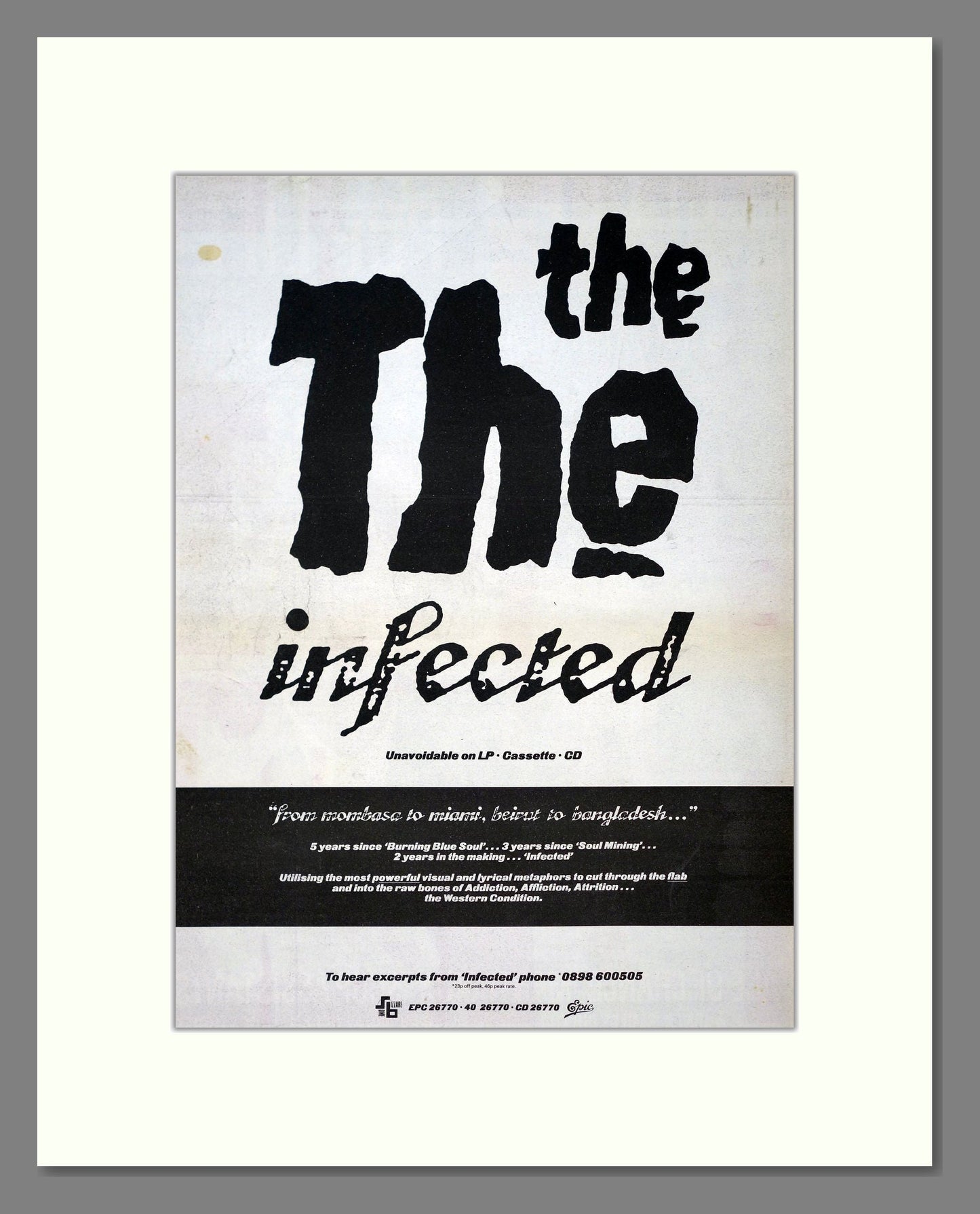 The The - Infected. Vintage Advert 1986 (ref AD21111)