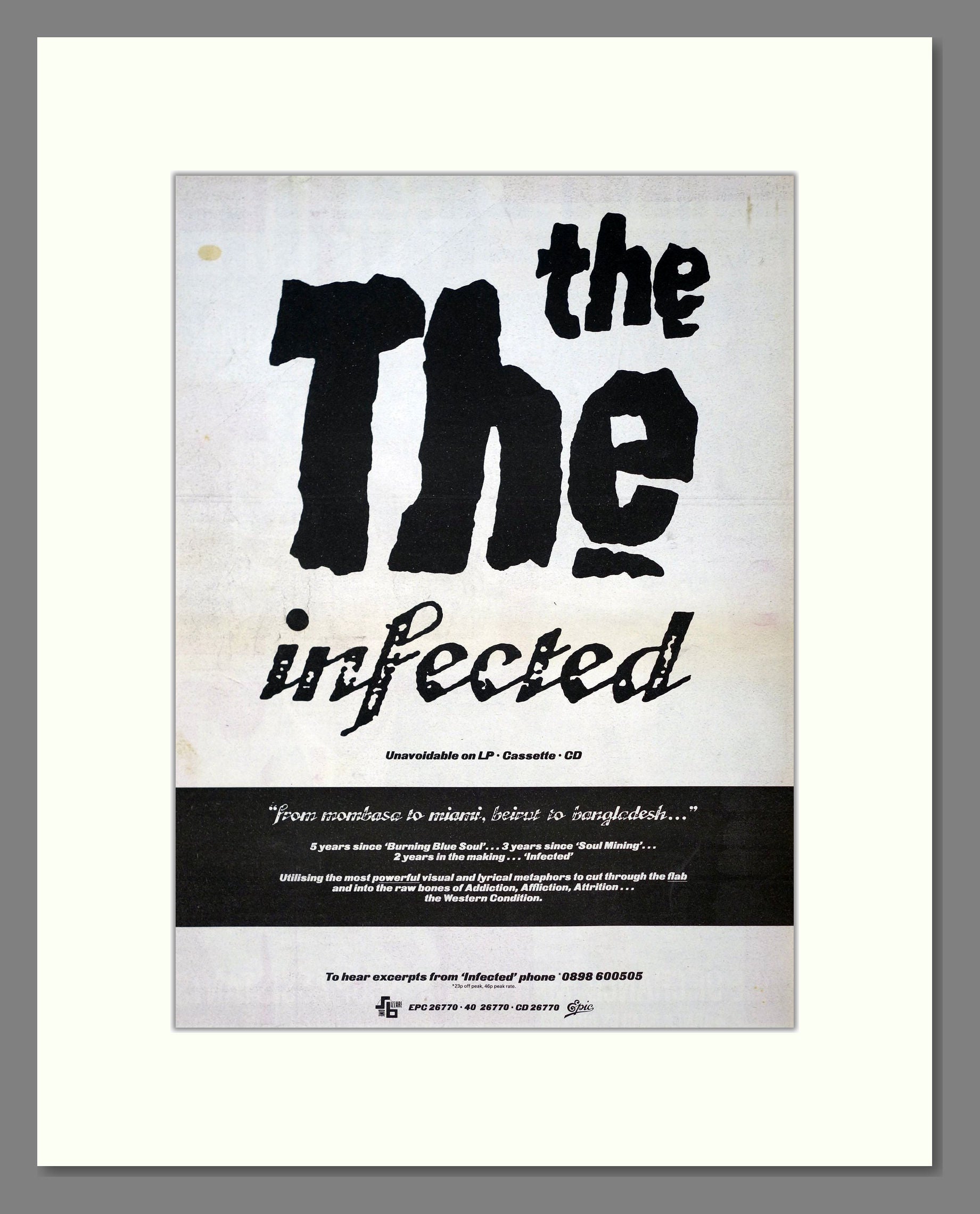 The The - Infected. Vintage Advert 1986 (ref AD21111)