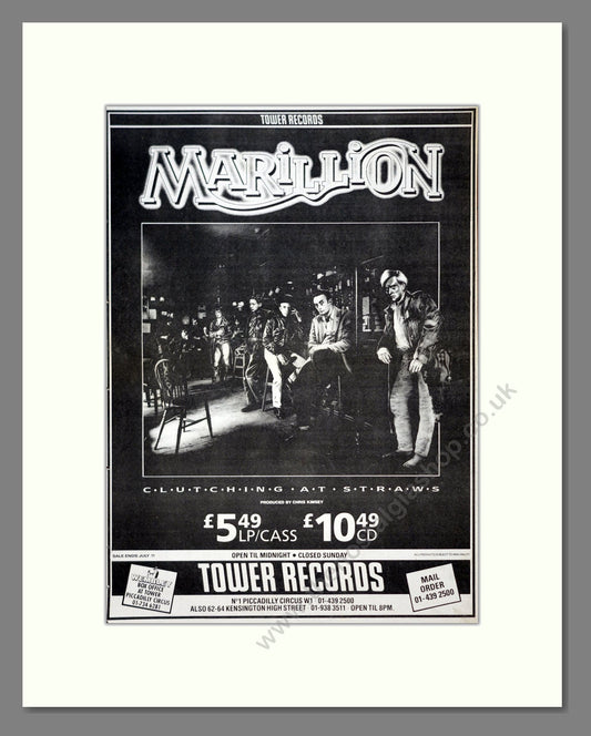 Marillion - Clutching At Straws. Vintage Advert 1987 (ref AD21122)