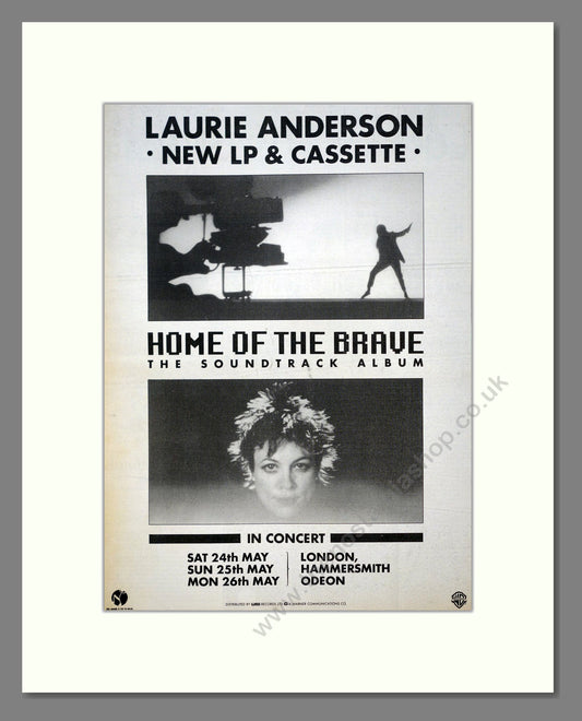 Laurie Anderson - Home Of The Brave. Vintage Advert 1986 (ref AD21126)