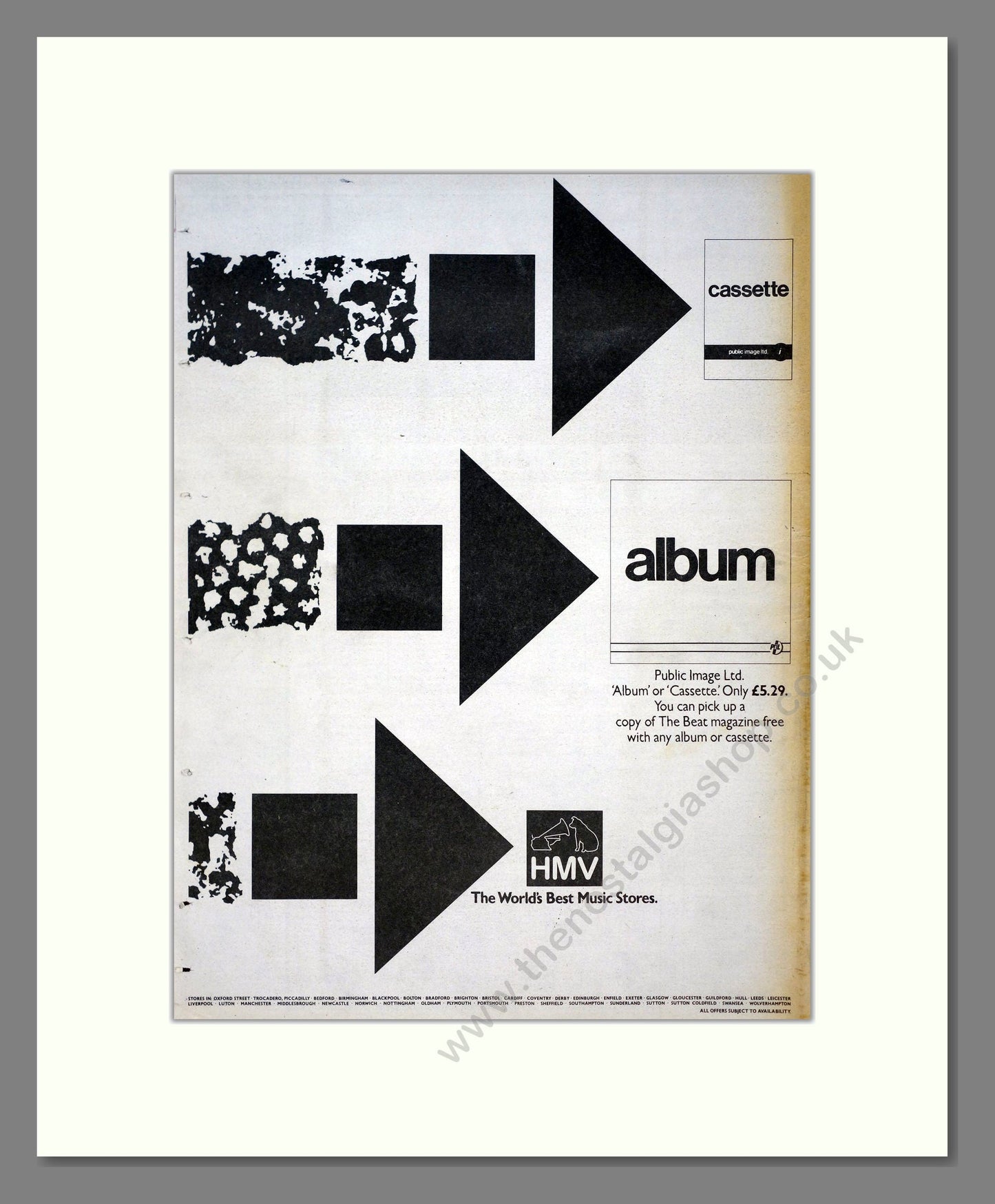 Public Image Limited - New Album. Vintage Advert 1986 (ref AD21127)