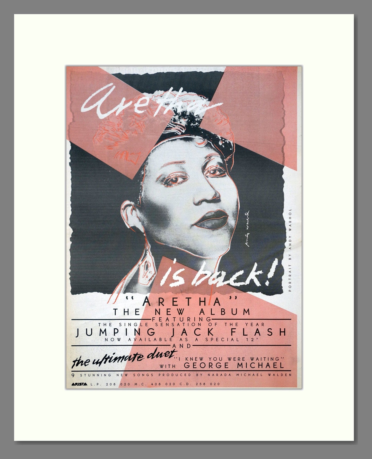 Aretha Franklin - Aretha. Vintage Advert 1986 (ref AD21130)